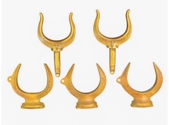 (2) PAIRS of BRASS OARKLOCKS & a SINGLE