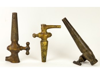 (2) BRONZE & (1) BRASS BEER KEG TAPS