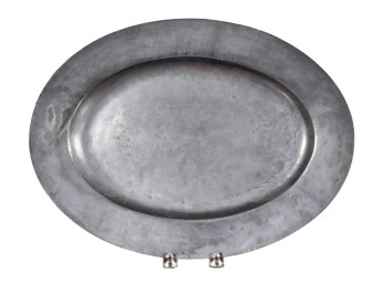 (19th c) OVAL PEWTER TRAY by HARRIS of LONDON
