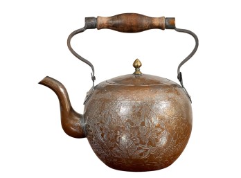 EARLY CHINESE TIN-LINED COPPER TEAPOT