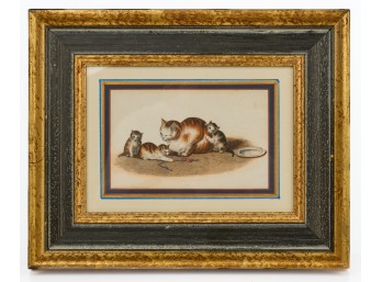 1840 COLOR LITHOGRAPH of PLAYFUL CATS