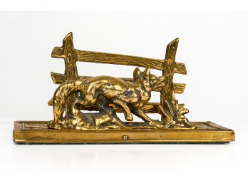 FIGURAL CAST BRASS DESK TOP LETTER HOLDER