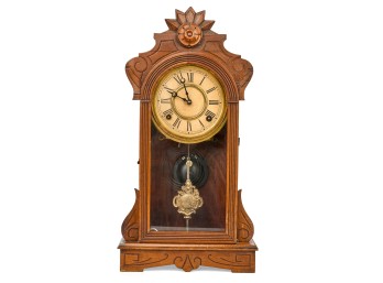 WILLIAM L. GILBERT (ARGUS) OAK MANTLE CLOCK