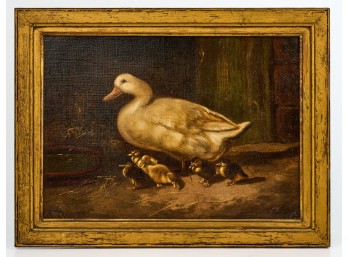 CONTINENTAL SCHOOL (19th c) / DUCK with CHICKS