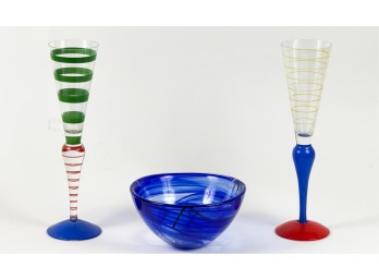 (2) ANNE NILSSON For ORREFORS CHAMPAGNE FLUTES