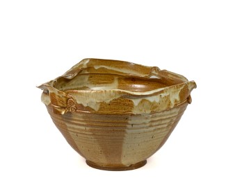 SIGNED GLAZED ART POTTERY STONEWARE BOWL