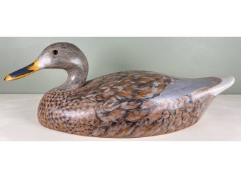 JOAN RITZ CARVED AND PAINTED MALLARD HEN DECOY