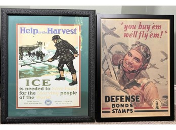 (2) REPRODUCTION WWI AND WWII FRAMED POSTERS