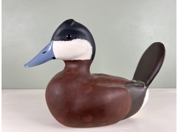 SHERMAN WILLEY CARVED & PAINTED RUDDY DUCK DECOY