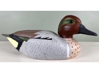 SHERMAN WILLEY CARVED & PAINTED GREEN WINGED TEAL