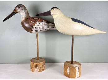 (2) CARVED AND PAINTED SHOREBIRD DECOYS