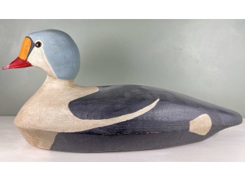 VINTAGE CARVED & PAINTED KING EIDER DRAKE DECOY
