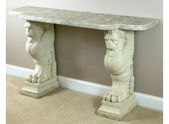 MARBLE & LIMESTONE GRIFFIN  FORM CONSOLE TABLE