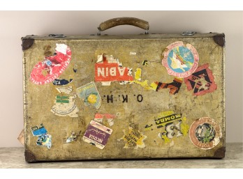 VINTAGE LUGGAGE w TRAVEL LABELS