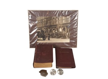 (2) VINTAGE FIREFIGHTER BOOKS, PHOTO, ETC