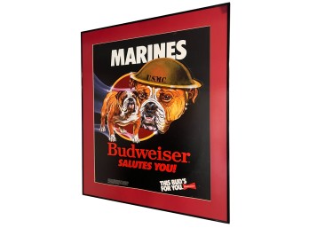 VINTAGE U.S. MARINES BUDWEISER FRAMED POSTER
