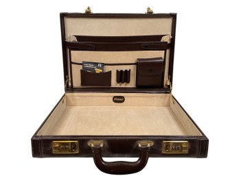 SUMMIT LEATHER BRIEFCASE w/ SUEDE INTERIOR