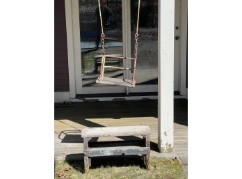 IRON SWING with a WOODEN SEAT & BENCH
