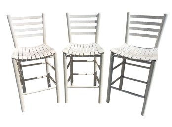 (3) WHITE PATIO HIGH BACK STOOLS