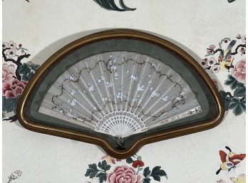 1899 CUSTOM FRAMED BONE & SILK FAN