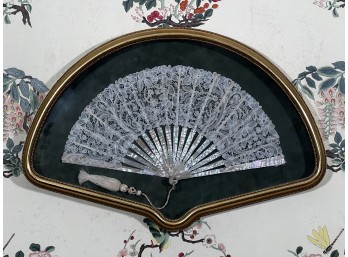 CUSTOM FRAMED LACE & MOTHER-of-PEARL FAN