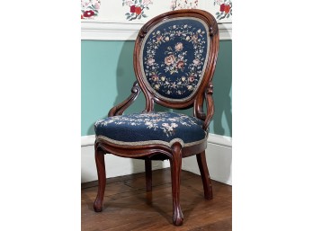 VICTORIAN EMBROIDERED PARLOR CHAIR