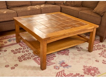 STICKLEY OAK COFFEE TABLE SET with TILE