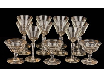 (10) LIBBEY SHERRY STEMS & (3) HEISEY SHERBERTS
