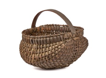 LARGE (19th c) SPLIT ASH MELLON / BUTTOCK BASKET