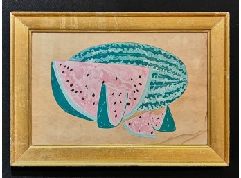 GRAPHIC (19th / 20th c) GOUACH of a WATERMELON