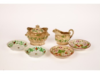 (2) LOW PEARLWARE STRAWBERRY BOWLS and (4) OTHERS