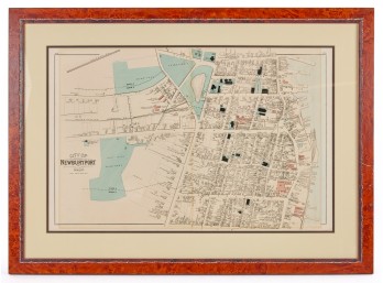 (19th c) INSURANCE MAP of DOWNTOWN NEWBURYPORT