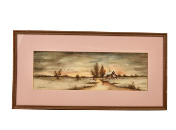 SNOWY LANDSCAPE at DUSK by M.H. GUSSMAN 1917