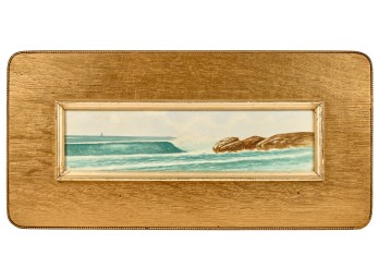 CRASHING WAVES with SAILBOAT on the HORIZON