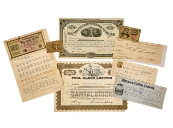 STOCK CERTIFICATES, FRACTIONAL CURRENCY etc