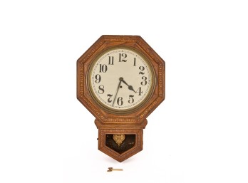 ANTIQUE GILBERT OAK WALL CLOCK