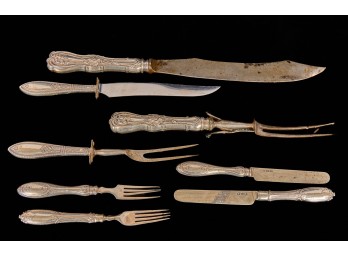 (2) SILVER PLATED CARVING SETS & (2) JUVENILE SETS
