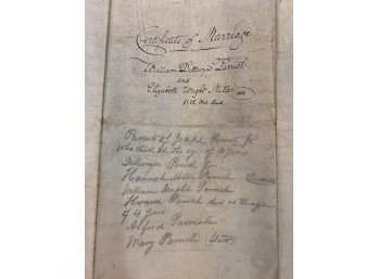 1836 MARRIAGE CERTIFICATE FOR MR & MRS PARRISH