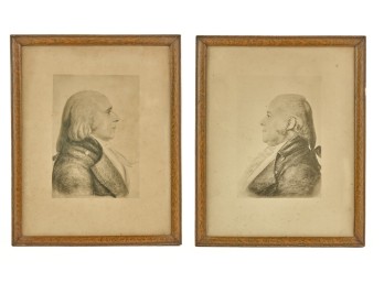 (2) LITHOGRAPHS of (18th c) GENTLEMEN in PROFILE