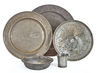 (5) PIECES of (18th-19th c) PEWTER