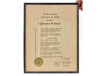 'POOR RICHARDS CITATION OF MERIT' CONSTANCE DALLAS