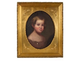 (19th c) AMERICAN SCHOOL PORTRAIT of a YOUNG GIRL
