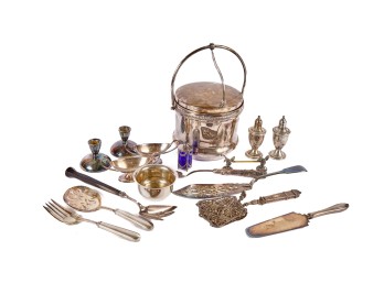 GROUP of WEIGHTED STERLING and SILVER PLATED WARES
