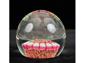 CANE WORK PAPERWEIGHT with GOLD FLECK