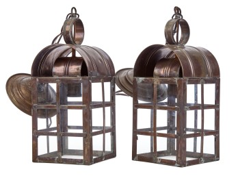 PAIR CONTEMPORARY HANGING LANTERN LIGHT FIXTURES