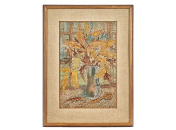 SIGNED WATERCOLOR ON NEWSPAPER STILL LIFE