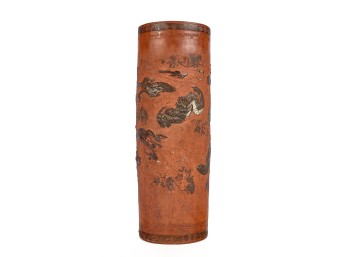 (Late 19th c) JAPANESE TERRA COTTA UMBRELLA STAND