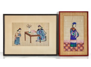 Two (19th c) CHINESE GOUACHES on RICE PAPER