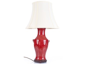 CHINESE PORCELAIN TABLE LAMP in OXBLOOD RED GLAZE