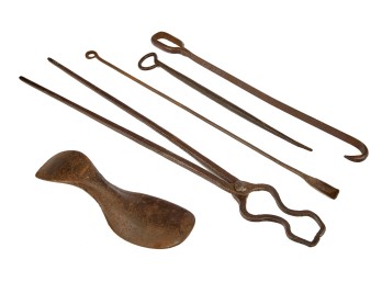 GROUP of (19th c) IRON FARRIER & COBBLERS TOOLS